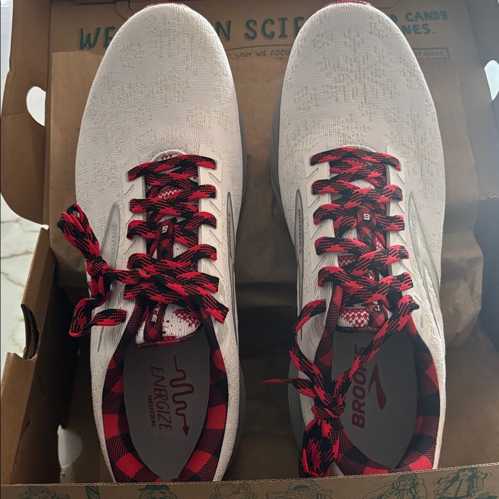 Brooks White and Red Running Shoes